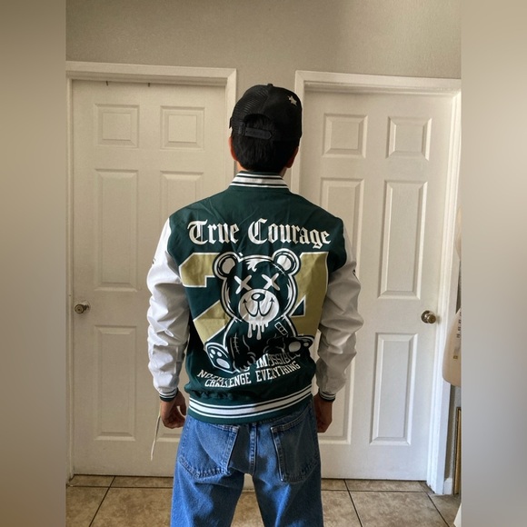 Seven Souls Jacket Varsity Men's Size Large White Black Patched 24 - Picture 5 of 7